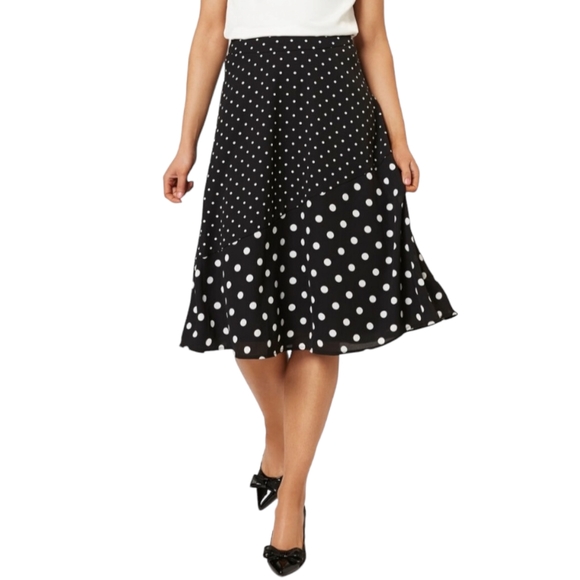 Review Dresses & Skirts - Review Size 14 Monochrome Polka Dot A line Skirt
